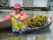 Blumenverkäuferin auf dem see Tonle Sap