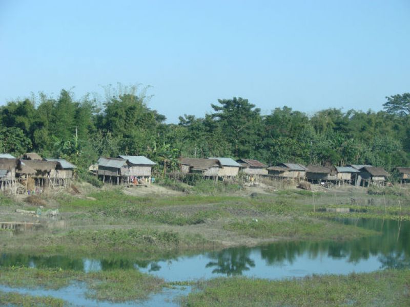Fischerdorf auf der Insel Majuli